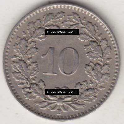 Münzen Schweiz 1940-Heute, 10 Rappen B 1944 I., Münzen Rückseite als Bildmaterial im online Katalog und online Datenbank für Sammler von Schweizer Münzen. Sammlung