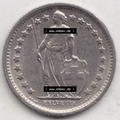Münzen Schweiz 1968-1982, 1/2 Franken mit Münzzeichen / Mzz. B 1968 I, Münzen Vorderseite als Bildmaterial Sammlung