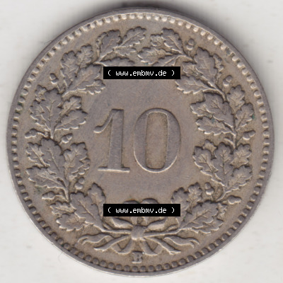 Münzen Schweiz 1919-1931, 10 Rappen B 1922, Münzen Rückseite als Bildmaterial im online Katalog und online Datenbank Sammlung