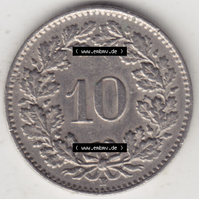 Münzen Schweiz 1940-2018, 10 Rappen B 1962 I., Münzen Rückseite als Bildmaterial im online Katalog und online Datenbank für... Sammlung