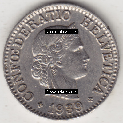 Münzen Schweiz 1932-1939, 10 Rappen B 1939, Münzen Vorderseite als Bildmaterial im online Katalog und online Datenbank für... Sammlung