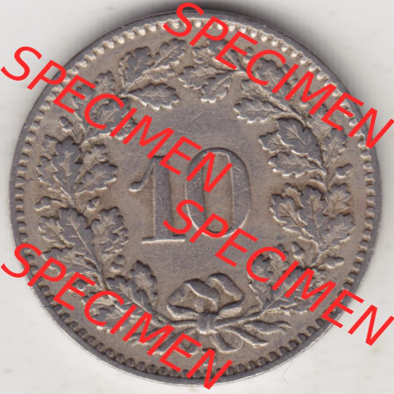 Münzen Schweiz 1919-1931, 10 Rappen B 1925 II., Münzen Rückseite als Bildmaterial im online Katalog und online Datenbank Sammlung