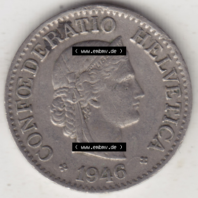 Münzen Schweiz 1940-Heute, 10 Rappen B 1946, Münzen Vorderseite als Bildmaterial im online Katalog und online Datenbank für... Sammlung
