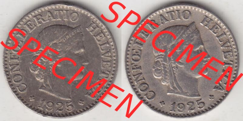 Münzen Schweiz 1919-1931, 10 Rappen B 1925, Münzen Vollansicht Horizontal als Bildmaterial im online Katalog und online Datenbank für Sammler von Schweizer Münzen. Sammlung