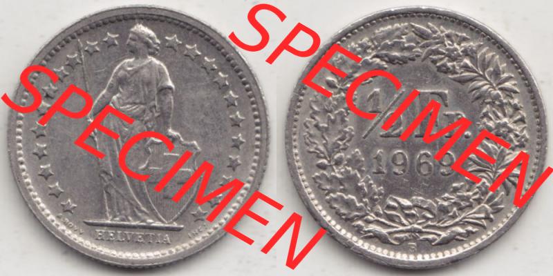 Münzen Schweiz 1968-1982, 1/2 Franken mit Münzzeichen / Mzz. B 1969 III, Münzen Vollansicht Horizontal als Bildmaterial Sammlung