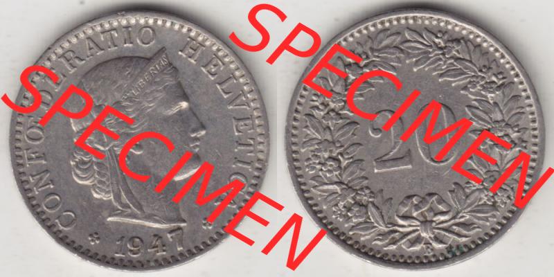 Münzen Schweiz 1939-Heute, 20 Rappen Münzzeichen / Mzz. B 1947 I., Münzen Vollansicht Horizontal als Bildmaterial im online Katalog und online Datenbank für... Sammlung