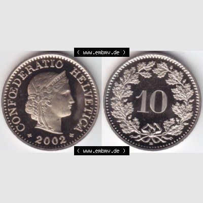 Münzen Schweiz 1940-Heute, 10 Rappen B 2003, Münzen Vollansicht Horizontal als Bildmaterial im online Katalog und online Datenbank für Sammler von Schweizer Münzen. Sammlung
