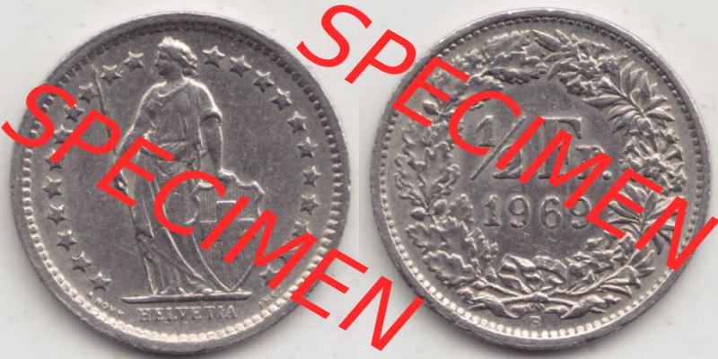 Münzen Schweiz 1968-1982, 1/2 Franken mit Münzzeichen / Mzz. B 1969 I, Münzen Vollansicht Horizontal als Bildmaterial Sammlung
