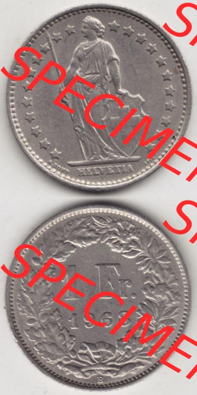 Münzen Schweiz 1968-1982, 1 Franken mit Münzzeichen / Mzz. B 1968 III., Münzen Vollansicht Vertikal als Bildmaterial im online Katalog und online Datenbank... Sammlung