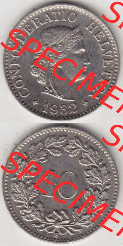 Münzen Schweiz 1932-1939, 10 Rappen B 1932 II., Münzen Vollansicht Vertikal als Bildmaterial für Mobile-Geräte Sammlung
