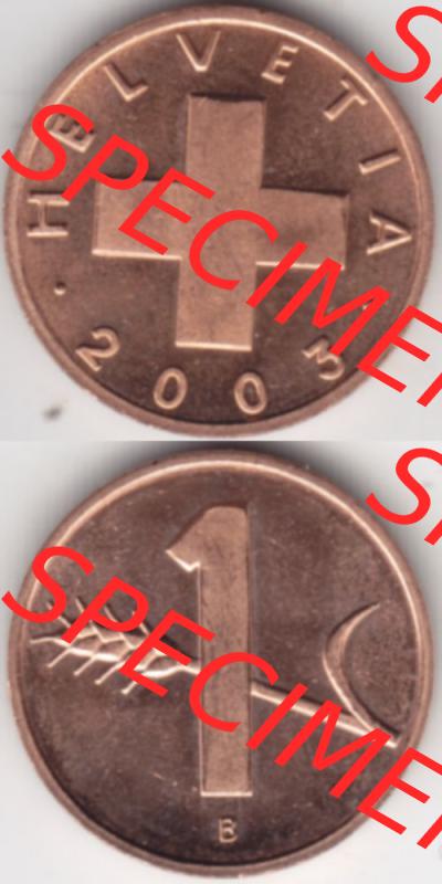 Münzen Schweiz 1948-2006, 1 Rappen 2003, Münzen Vollansicht Vertikal als Bildmaterial im online Katalog und online Datenbank für Sammler von Schweizer Münzen für Mobile-Geräte. Sammlung