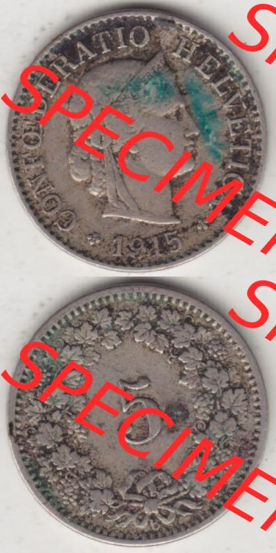 Münzen Schweiz 1879-1917, 5 Rappen Mzz. B 1915, Münzen Vollansicht Vertikal als Bildmaterial im online Katalog und online Datenbank für Sammler von Schweizer Münzen... Sammlung