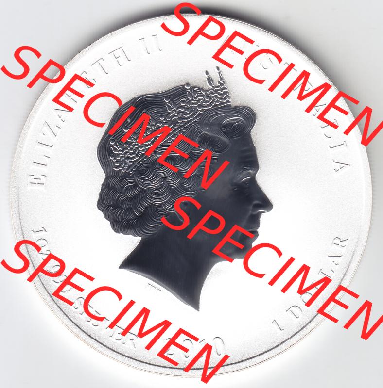 Silbermünzen Australien Lunar II. Chinesische Tierkreiszeichen 2010, 1 Unze Tiger. Rückseite der Silbermünze Lunar-Serie aus Australien hier im online Katalog und Datenbank... Sammlung