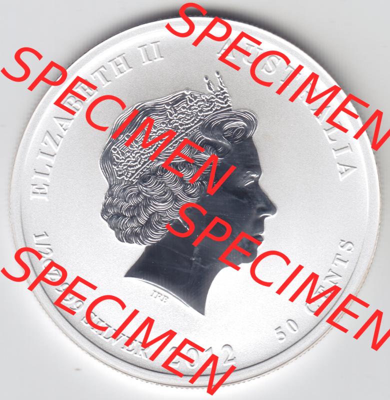 Silbermünzen Australien Lunar II. Chinesische Tierkreiszeichen 2012, Farbe halbe Unze Drache. Rückseite der Silbermünze Lunar-Serie aus Australien hier im online Katalog... Sammlung