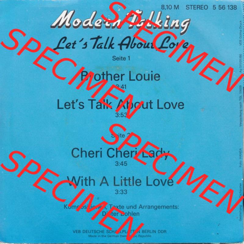 DDR Rock & Pop AMIGA 1986, Modern Talking Lets Talk About Love. Amiga Quartett Schallplatten Vinyl - Sammlungen per kostenlosen Bilderupload.im online Katalog katalogisieren und... Sammlung