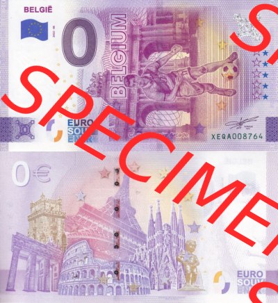 0-Euro Souvenirscheine Deutschland 2022-BE, Fußball-WM in Katar XEQA, Belgien - Belgium (3) Sammlung