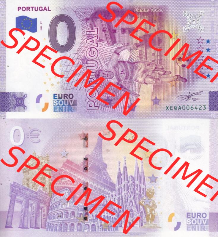 0-Euro Souvenirscheine Deutschland 2022-PT, Fußball-WM in Katar XE QA, Portugal (3) Sammlung