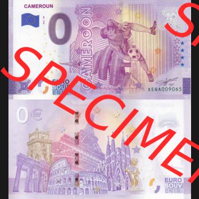 0-Euro Souvenirscheine Deutschland 2022-CM, Fußball-WM in Katar XEQA, Kamerun - Cameroun - Cameroon (3) Sammlung