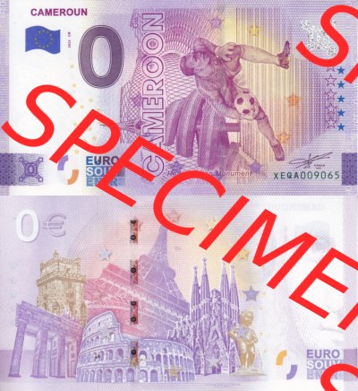 0-Euro Souvenirscheine Deutschland 2022-CM, Fußball-WM in Katar XEQA, Kamerun - Cameroun - Cameroon (3) Sammlung