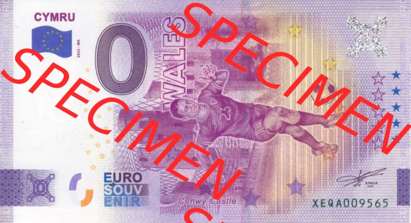 0-Euro Souvenirscheine Deutschland 2022-WA, Fußball-WM in Katar XEQA, Wales - CYMRU (1) Sammlung