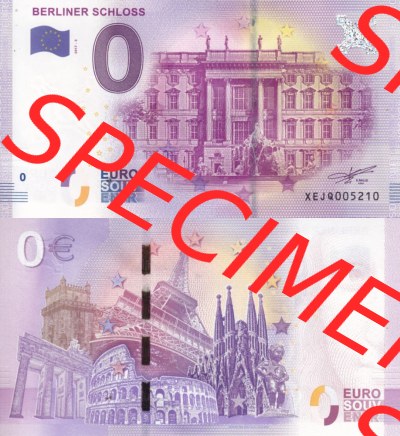 0-Euro Souvenirscheine Deutschland 2017 (Stück 3), XEJQ, Berliner Schloss (3) Sammlung