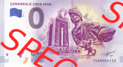 0-Euro Souvenirscheine Türkei 2019 (Stück 1), TUAD, Çanakkale (1915-1916) (1) Sammlung