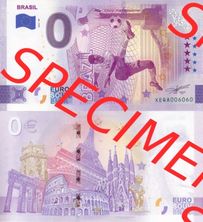 0-Euro Souvenirscheine Deutschland 2022-BR, Fußball-WM in Katar XE QA, Brasilien - Brazil (3) Sammlung