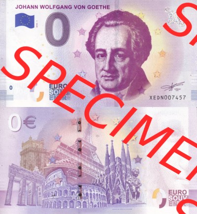 0-Euro Souvenirscheine Deutschland 2018 (Stück 1), XEDN, Johann Wolfgang von Goethe (3) Sammlung