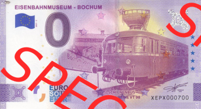 0-Euro Souvenirscheine Deutschland 2021 (Stück 2), XEPX, Eisenbahnmuseum - Bochum - Schienenbus DB - Baureihe VT 98 (1) Sammlung