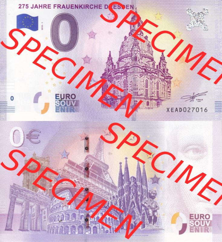 0-Euro Souvenirscheine Deutschland 2018-1, XEAD, 275 Jahre Frauenkirche Dresden (3) Sammlung