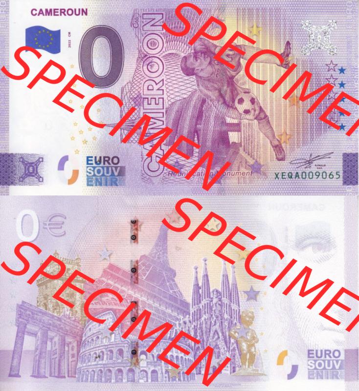 0-Euro Souvenirscheine Deutschland 2022-CM, Fußball-WM in Katar XEQA, Kamerun - Cameroun - Cameroon (3) Sammlung