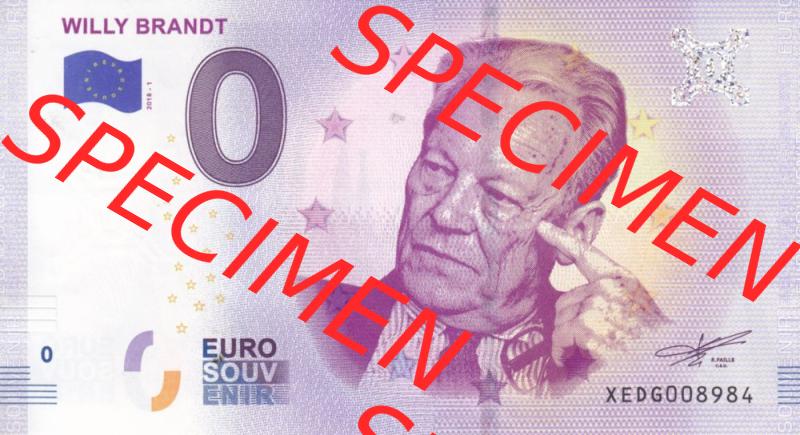 0-Euro Souvenirscheine Deutschland 2018-1, XEDG, Willy Brandt (1) Sammlung