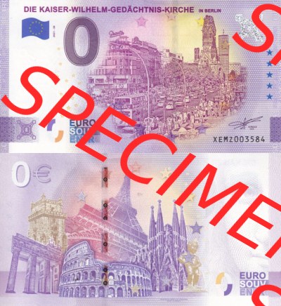 0-Euro Souvenirscheine Deutschland 2020 (Stück 28), XEMZ, Die Kaiser-Wilhelm-Gedächtnis-Kirche (3) Sammlung