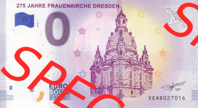 0-Euro Souvenirscheine Deutschland 2018 (Stück 1), XEAD, 275 Jahre Frauenkirche Dresden (1) Sammlung