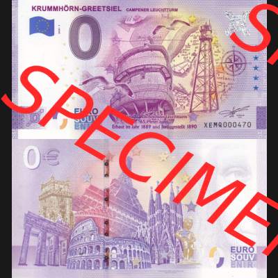 0-Euro Souvenirscheine Deutschland 2020-1, XEMQ, Krummhörn-Greetsiel - Campener Leuchtturm (3) Sammlung