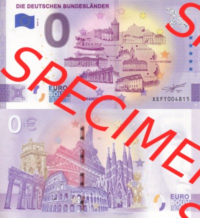 0-Euro Souvenirscheine Deutschland 2020 (Stück 6), XEFT, Die deutschen Bundesländer - Brandenburg (3) Sammlung