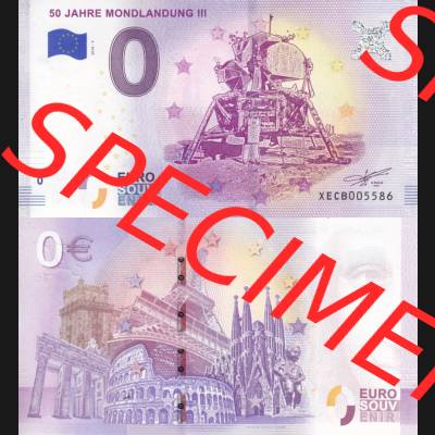 0-Euro Souvenirscheine Deutschland 2018-3, XECB, 50 Jahre Mondlandung III (3) Sammlung