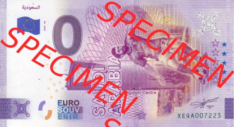 0-Euro Souvenirscheine Deutschland 2022-SA, Fußball-WM in Katar XEQA, Saudi-Arabien - Saudi-Arabia (1) Sammlung