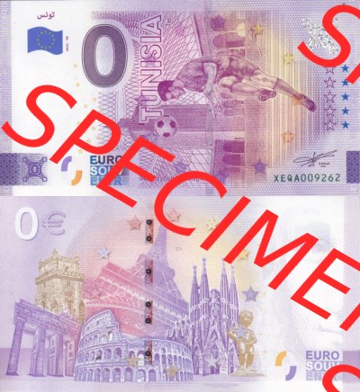 0-Euro Souvenirscheine Deutschland 2022-TN, Fußball-WM in Katar XEQA, Tunesien - Tunisia (3) Sammlung