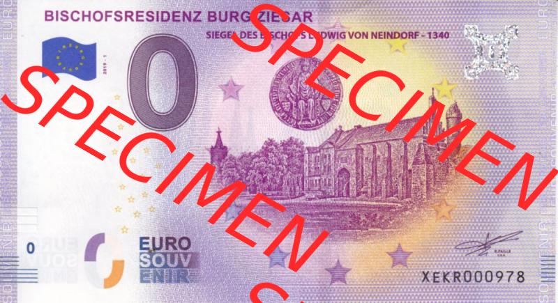 0-Euro Souvenirscheine Deutschland 2019-1, XEKR, Bischofsresidenz Burg Ziesar - Siegel Des Bischofs Ludwig Von Neindorf - 1340 (1) Sammlung