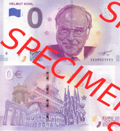0-Euro Souvenirscheine Deutschland 2018 (Stück 1), XEDM, Helmut Kohl (3) Sammlung