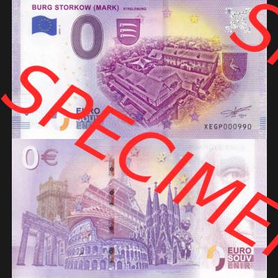 0-Euro Souvenirscheine Deutschland 2019-1, XEGP, Burg Storkow (Mark) Streleburg (3) Sammlung
