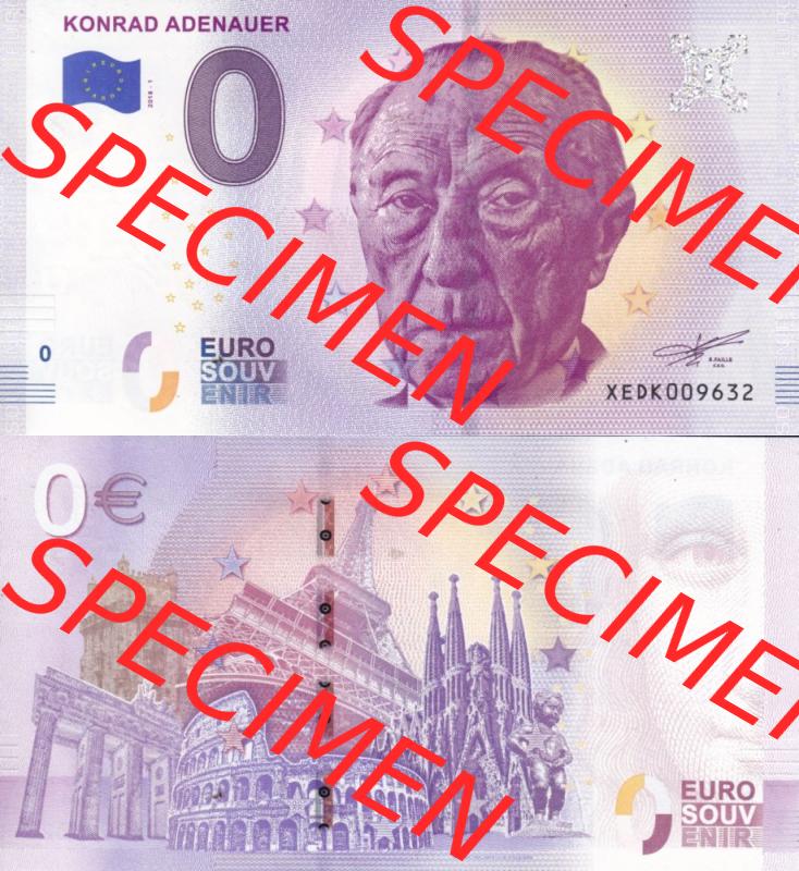 0-Euro Souvenirscheine Deutschland 2018-1, XEDK, Konrad Adenauer (3) Sammlung