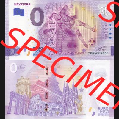 0-Euro Souvenirscheine Deutschland 2022-HR, Fußball-WM in Katar XEQA, Kroatien - Croatia - HRVATSKA (3) Sammlung