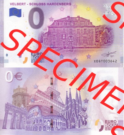0-Euro Souvenirscheine Deutschland 2019 (Stück 1), XEGT, Velbert - Schloss Hardenberg (3) Sammlung