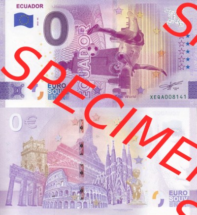 0-Euro Souvenirscheine Deutschland 2022-EC, Fußball-WM in Katar XEQA, Ecuador (3) Sammlung