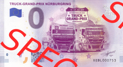 0-Euro Souvenirscheine Deutschland 2019 (Stück 3), Truck-Grand-Prix Nürburgring (1) Sammlung