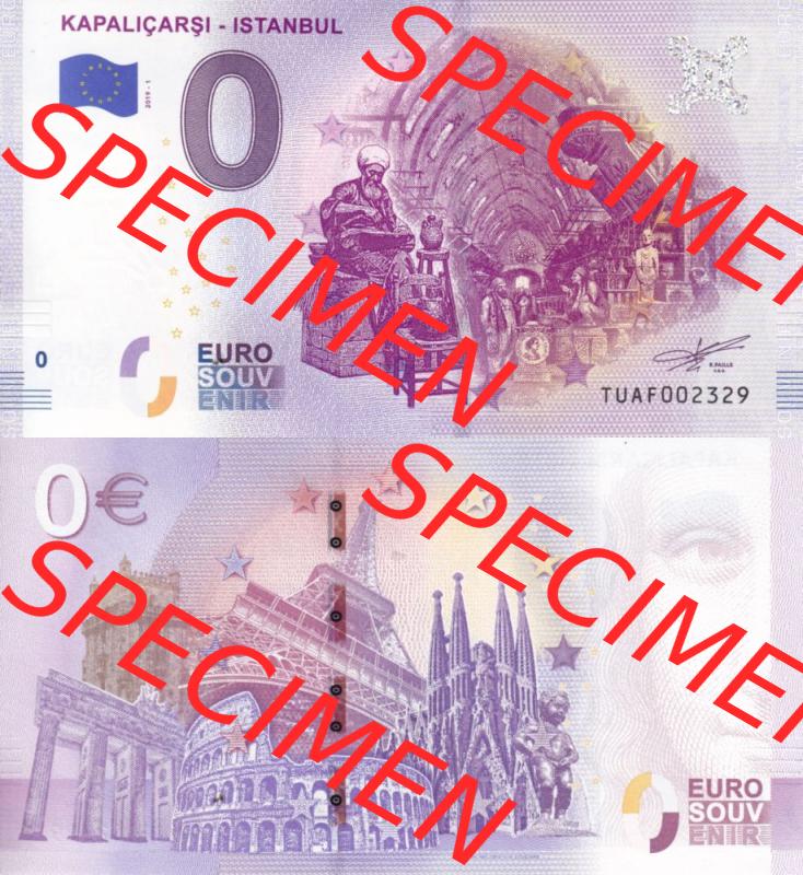 0-Euro Souvenirscheine Türkei 2019-1, TUAF, Kapalicarsi - Istanbul (3) Sammlung
