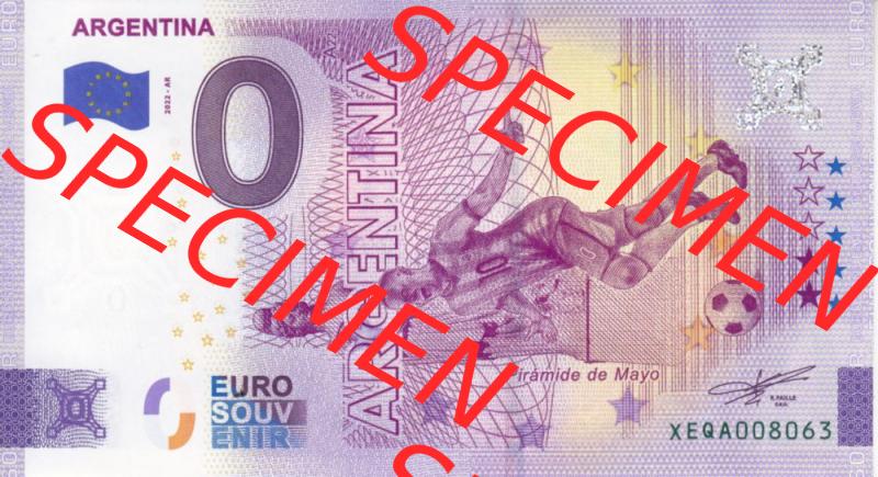 0-Euro Souvenirscheine Deutschland 2022-AR, Fußball-WM in Katar XEQA, Argentinien - Argentina (1) Sammlung