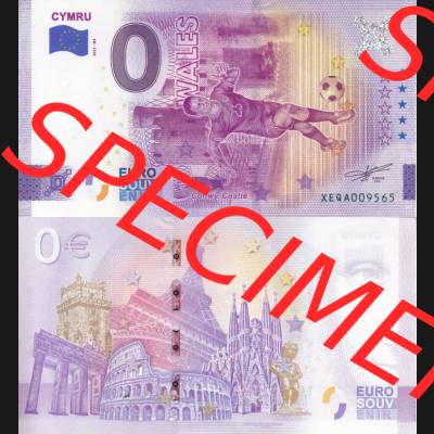 0-Euro Souvenirscheine Deutschland 2022-WA, Fußball-WM in Katar XEQA, Wales - CYMRU (3) Sammlung
